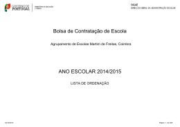 Lista ordenada com todos os candidatos à Bolsa de Contratação de