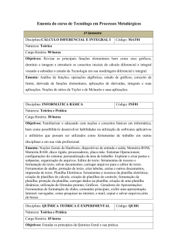 Ementa Processos metalurgicos