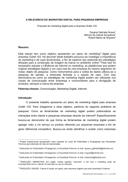 Resumo Este estudo tem como objetivo apresentar um plano de