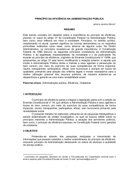 PRINC&Iacute;PIO DA EFICI&Ecirc;NCIA NA ADMINISTRA&Ccedil;&Atilde;O P&Uacute;BLICA
