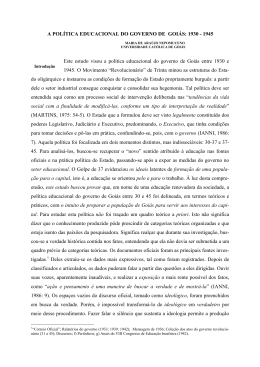 A POLÍTICA EDUCACIONAL DO GOVERNO DE GOIÁS: 1930