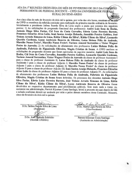 Ata da 1&ordf; Reuni&atilde;o ORDIN&Aacute;RIA do m&ecirc;s de FEVEREIRO de 2015