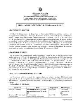 EDITAL n&ordm; 001/15&ndash;MOT/DEC, de 23 de fevereiro de 2015
