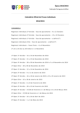 Época 2014/2015 - Federação Portuguesa de Bilhar