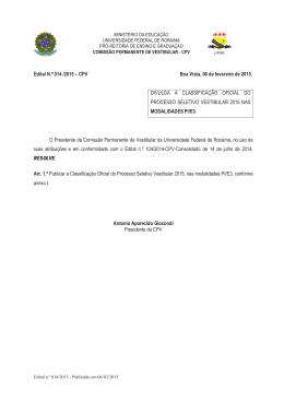 Edital N.&ordm; 014 /2015 &ndash; CPV Boa Vista, 06 de fevereiro de 2015