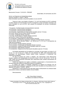 Memorando Circular nº. 001/2015 - PROGEP Santa Maria