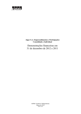 Demonstra&ccedil;&otilde;es financeiras em 31 de dezembro de 2012 e 2011