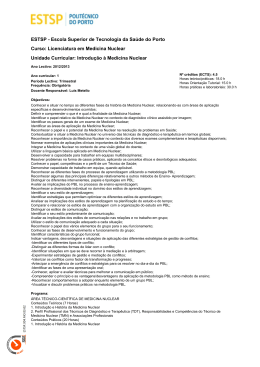 Licenciatura em Medicina Nuclear Unidade Curricular - EU-IPP