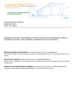 gera&ccedil;&atilde;o e destino dos res&iacute;duos s&oacute;lidos no projeto