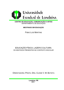 EDUCA&Ccedil;&Atilde;O F&Iacute;SICA, LAZER E CULTURA: