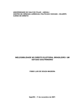 inelegibilidade no direito eleitoral brasileiro: um estudo