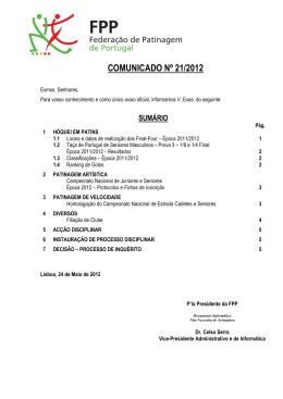 COMUNICADO N&ordm; 21/2012 - Federa&ccedil;&atilde;o de Patinagem de Portugal
