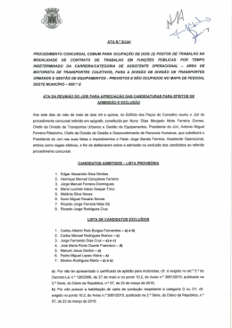 Ata n.º 2 da reunião do Júri para apreciação das candidaturas para