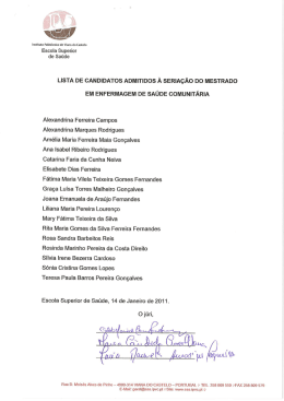 Resultados Mestrado Enfermagem Sa&uacute;de Comunit&aacute;ria