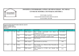 Invent&aacute;rio Anal&iacute;tico da Cole&ccedil;&atilde;o Dom Serafim Fernandes de Ara&uacute;jo