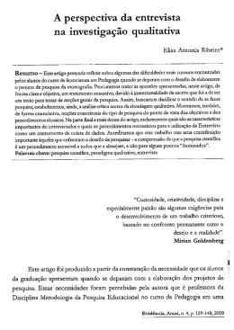 A perspectiva da entrevista na investiga&ccedil;&atilde;o qualitativa
