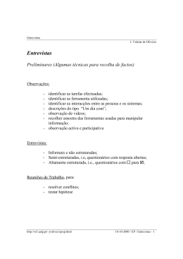Entrevistas e question&aacute;rios