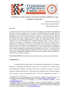 entrevista cl&iacute;nica inicial com adultos sob a perspectiva do