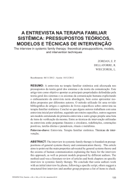 a entrevista na terapia familiar sist&ecirc;mica: pressupostos