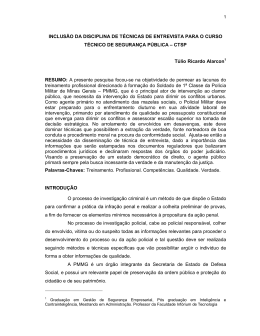 INCLUS&Atilde;O DA DISCIPLINA DE T&Eacute;CNICAS DE ENTREVISTA PARA