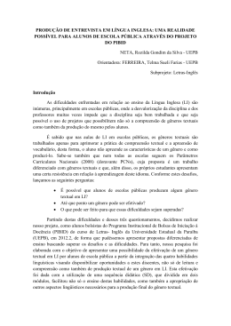 PRODU&Ccedil;&Atilde;O DE ENTREVISTA EM L&Iacute;NGUA INGLESA: UMA