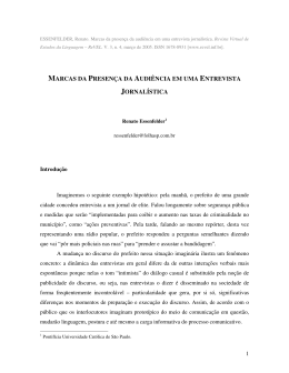marcas da presen&ccedil;a da audi&ecirc;ncia em uma entrevista jornal&iacute;stica