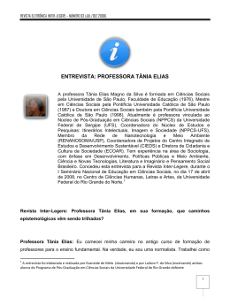 ENTREVISTA: PROFESSORA TÂNIA ELIAS