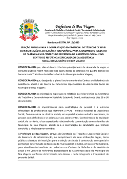 Edital para Seleção de Técnicos e Orientadores Sociais