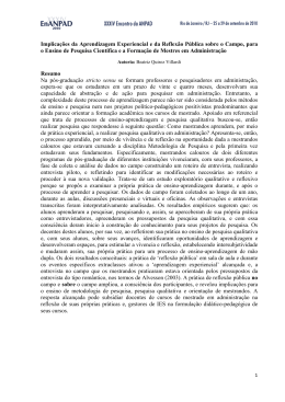 Implicações da Aprendizagem Experiencial e da Reflexão