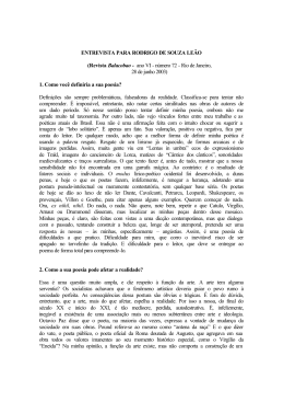 ENTREVISTA PARA RODRIGO DE SOUZA LE&Atilde;O (Revista