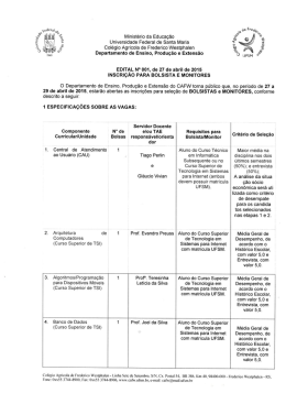 Edital 001-2015 CAFW/UFSM - Câmpus Frederico Westphalen