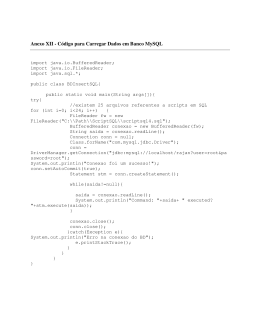 Anexo XII - C&oacute;digo para Carregar Dados em Banco MySQL