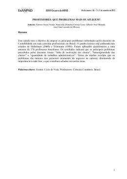 PROFESSORES: QUE PROBLEMAS MAIS OS AFLIGEM