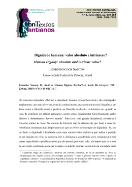 Dignidade humana: valor absoluto e intr&iacute;nseco? Human