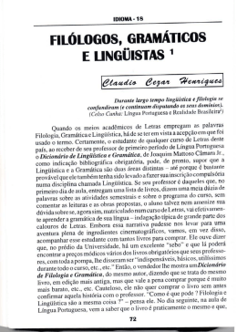 Fil&oacute;logos, Gram&aacute;ticos e Ling&uuml;istas
