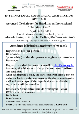 INTERNATIONAL COMMERCIAL ARBITRATION SEMINAR