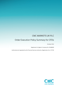 CMC MARKETS UK PLC Order Execution Policy Summary for