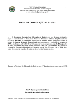 EDITAL DE CONVOCAÇÃO Nº. 013/2013