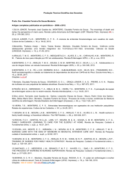Produ&ccedil;&atilde;o T&eacute;cnico-Cient&iacute;fica dos Docentes Profa. Dra