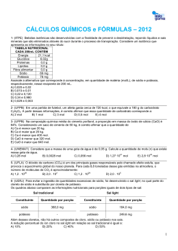 CÁLCULOS QUÍMICOS e FÓRMULAS – 2012