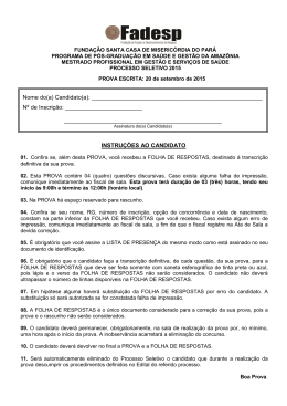 prova processo seletivo mestrado