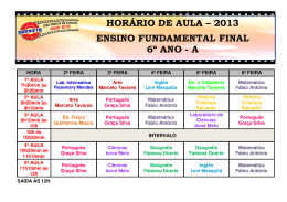 HORÁRIO DE AULA – 2013 ENSINO FUNDAMENTAL FINAL 6º