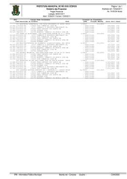 Relatório das Propostas - Prefeitura de Rio dos Cedros