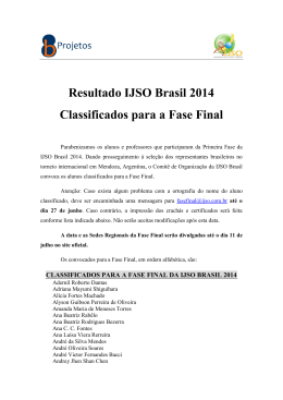 Resultado IJSO Brasil 2014 Classificados para a Fase Final