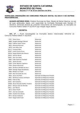 ESTADO DE SANTA CATARINA MUNIC&Iacute;PIO DE PAIAL