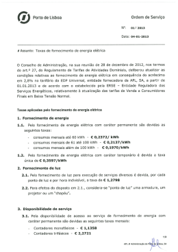 Taxas de Fornecimento de Energia El&eacute;ctrica - 2013
