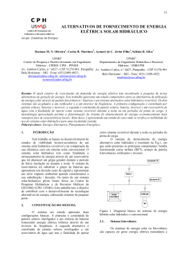 alternativos de fornecimento de energia el&eacute;trica solar hidr&aacute;ulico