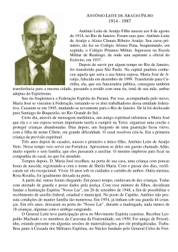 Ant&ocirc;nio Leite de Ara&uacute;jo Filho nasceu aos 8 de agosto de 1914, no