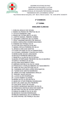 2&ordm; CHAMADA 2&ordm; TURMA ANALISES CLINICAS - Seduc