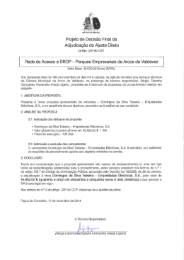 Projeto de Decis&atilde;o Final da Adjudica&ccedil;&atilde;o do Ajuste Direto